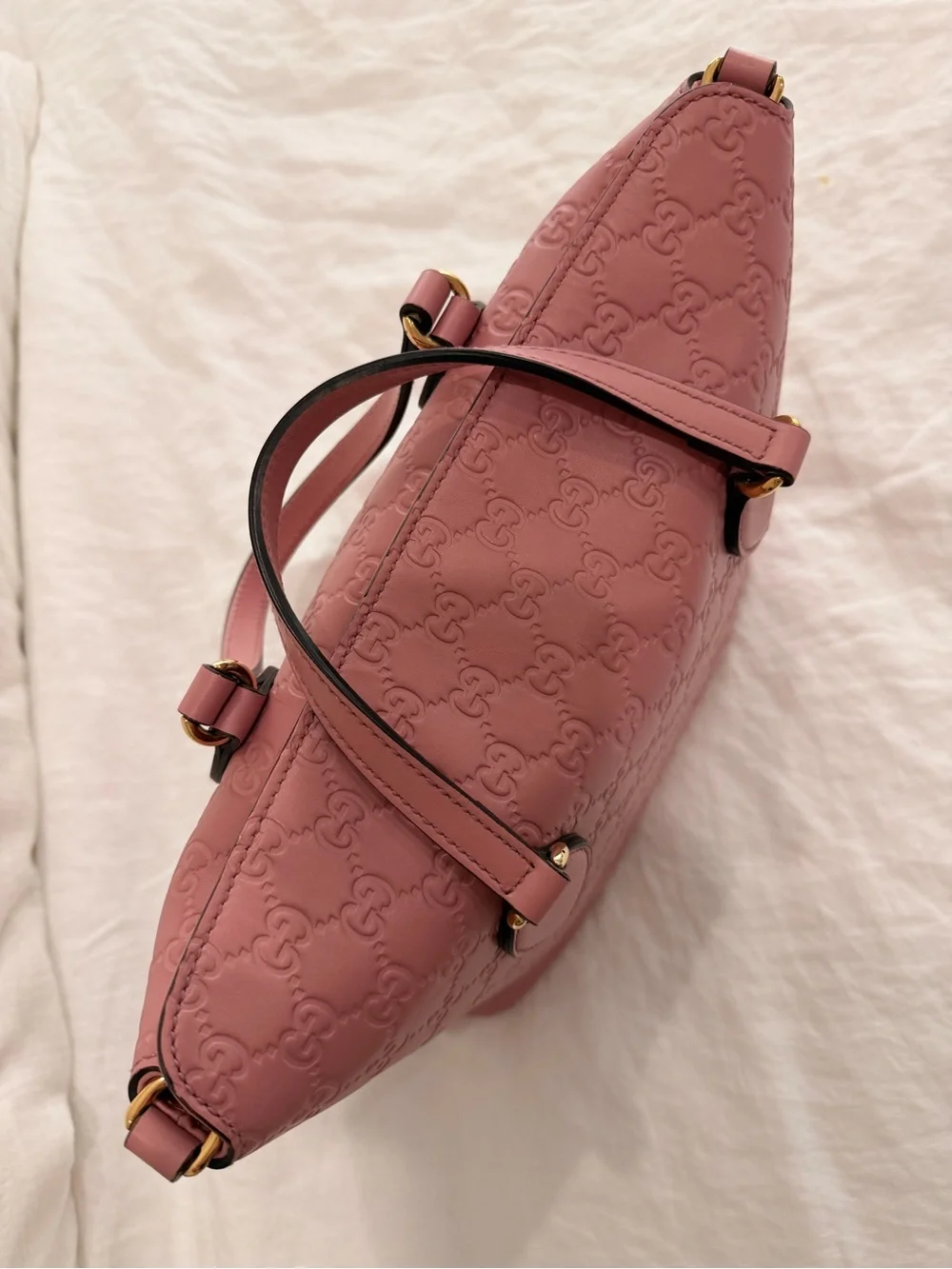 Gucci Rose Pink Embossed GG Leather Tote - Picture 2 of 12